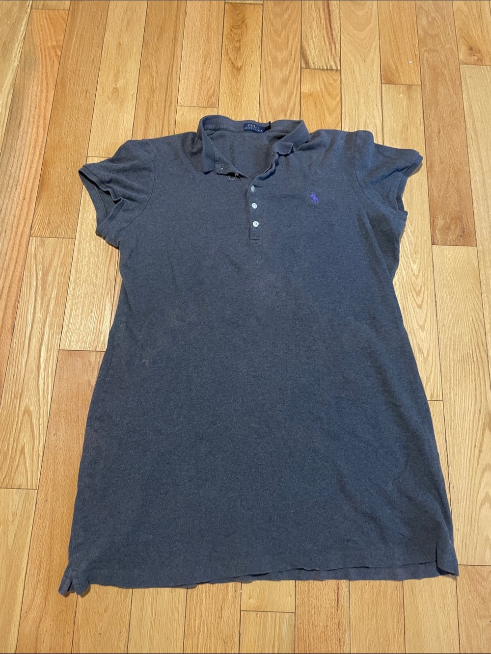 Ralph Lauren Black Polo Shirt Dress with Purple Pony